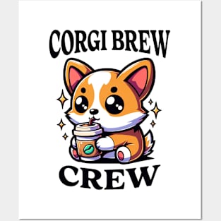 Corgi Brew Crew Coffee Lover Dog Lover Posters and Art